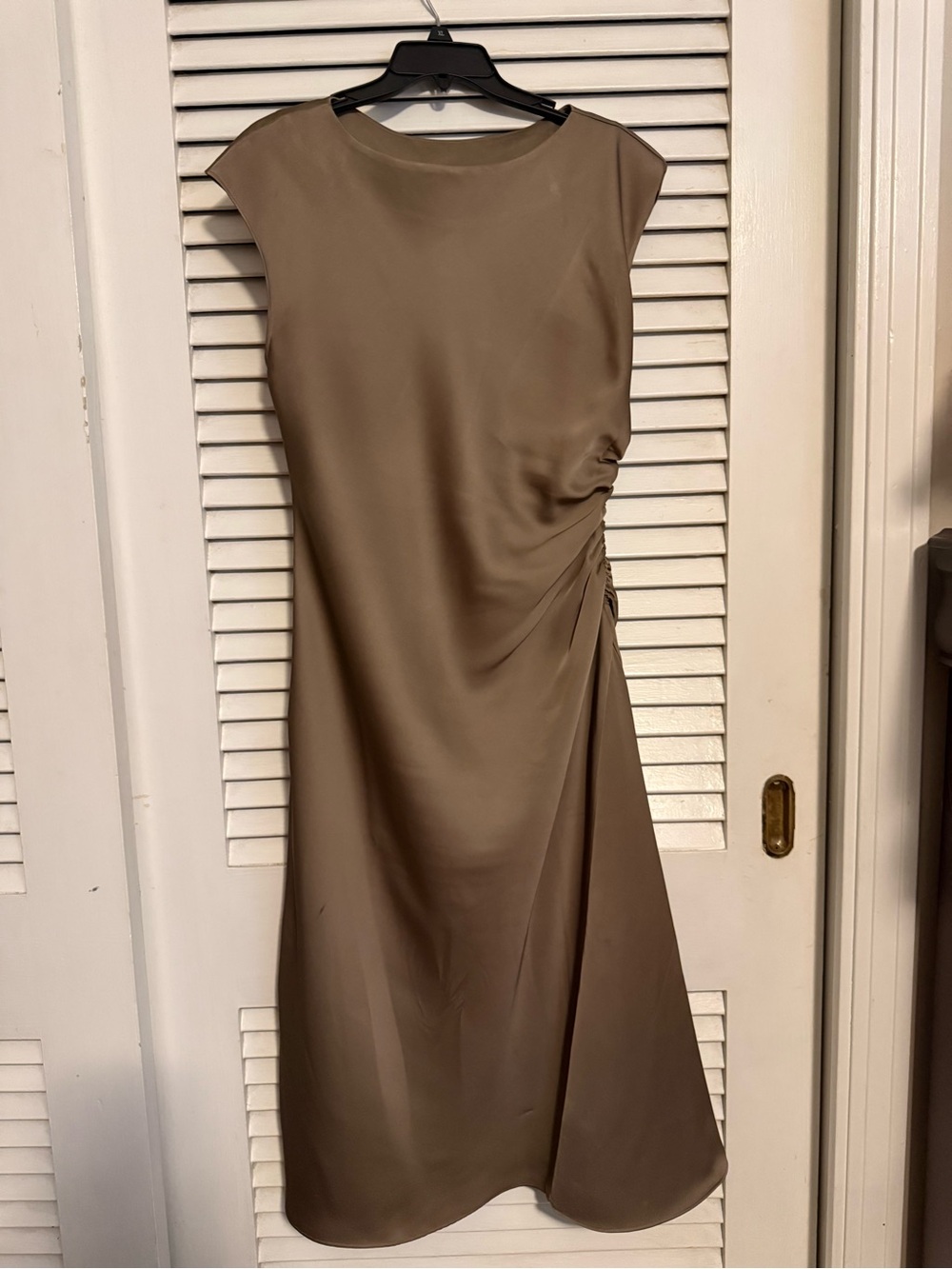 Banana Republic Taupe Midi Dress with Side Ruching